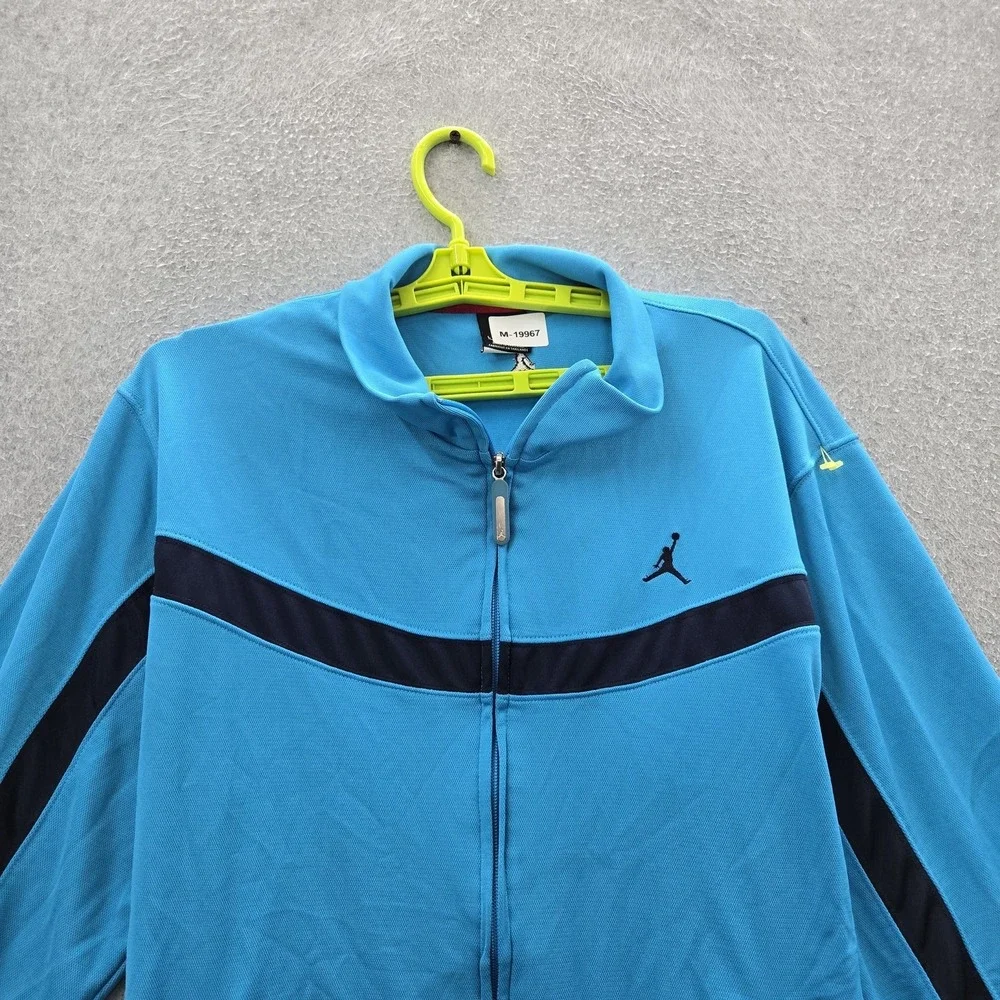 Jordan Men Jacket L/G Blue Embroidered Activewear Zipper‎ Track Full Zip Y2K